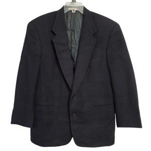 Vintage 100% Cashmere Men's Blazer 2 Button Solid Black 44R Suit Jacket Classic